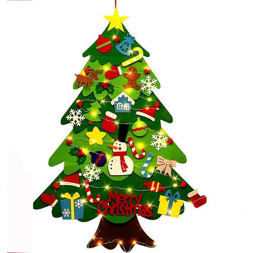 DIY Filz Weihnachtsbaum Dekoration Weihnachtsbaum für Kinder Geschenk mit LED - Bild 5 von 8