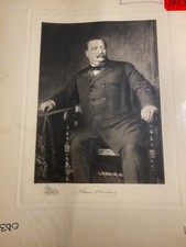GROVER CLEVELAND Original Antique Vintage Print Etching President USA