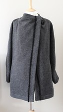 Iro Aklaspe Asymmetric Grey Wool Blend Jacket Coat Eu34 Uk10