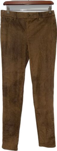 CHICOS Faux-Suede Knit Pants Brown 00 Regular - image 1