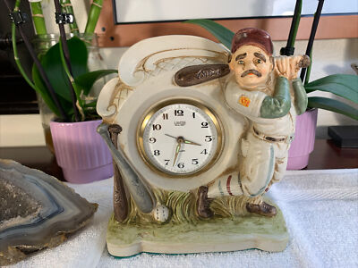Landex Royal Craft Wind Up RARE Baseball Clock Works Great Made In
