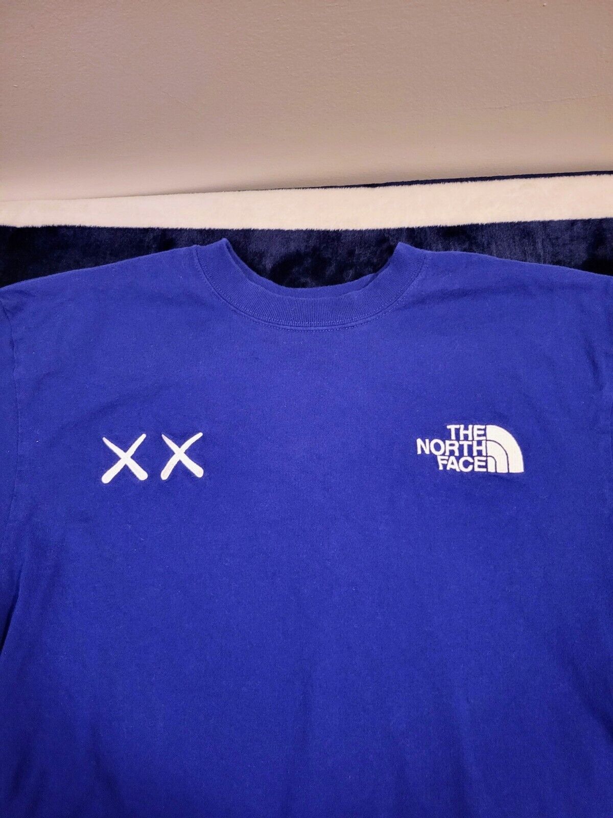 The North Face x KAWS TNF Suede Blue / White Logo T-Shirt Mens Size Small