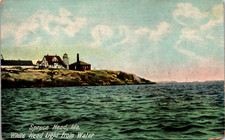 White Head Light From Water Spruce Head Maine Vintage Postcard