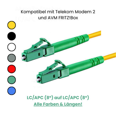 CONBIC  0,2m-75m LCA LCA (8°) SIMPLEX Glasfaser Kabel Modem 2 Telekom FritzBox