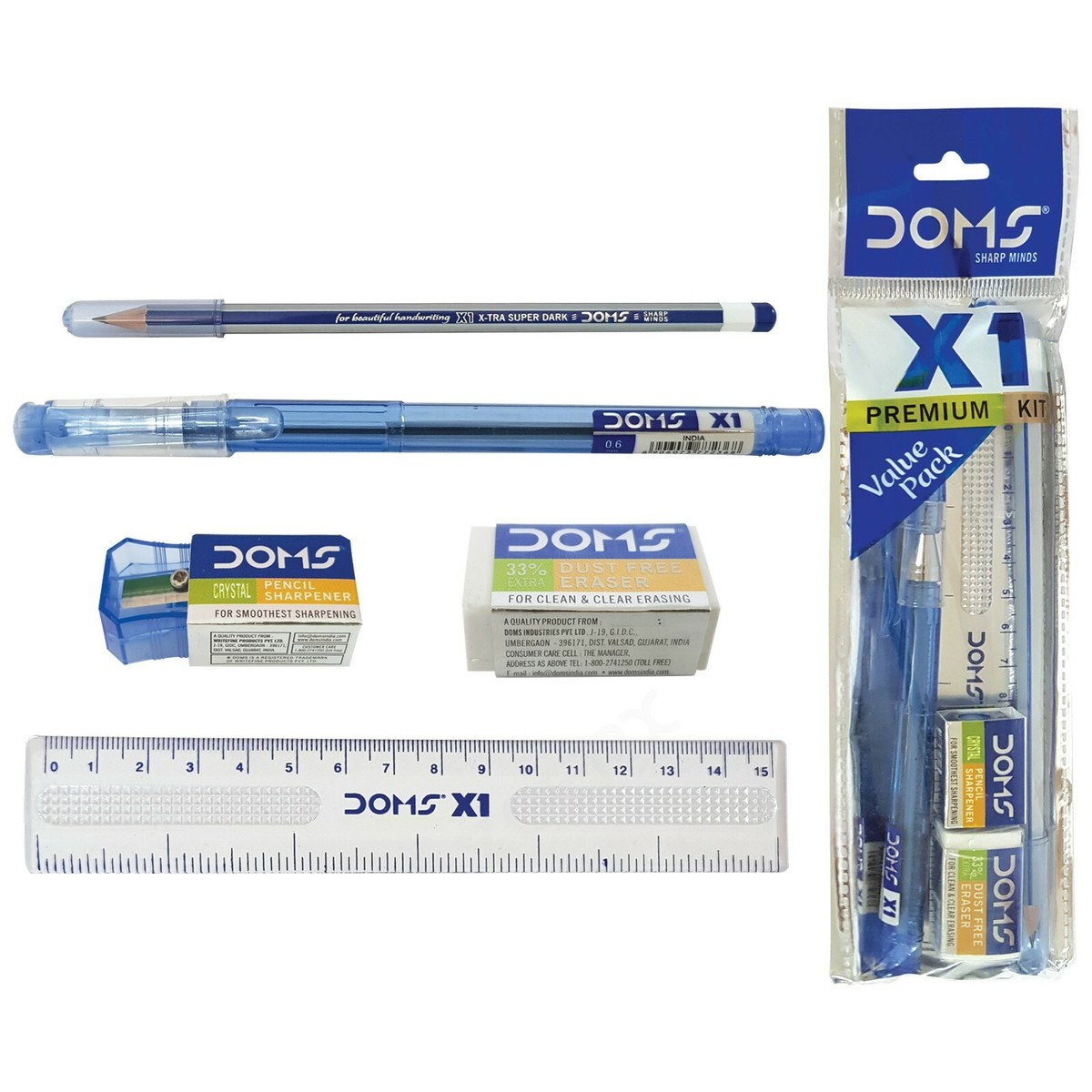 Pieces Premium Kit Pencil Pen Eraser Sharpener Ruler School Craft DOMS X1  Set