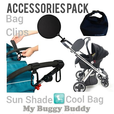My Buggy Buddy, Car/Buggy Sun Shade, Bag Clips (twin pack