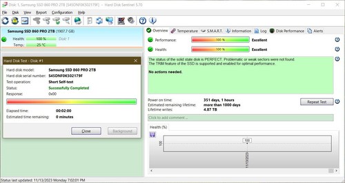 Samsung 860 Pro 2TB SSD (MZ-76P2T0) 3D V-NAND SATA III 6Gb/s 2.5" 7mm - Picture 4 of 24