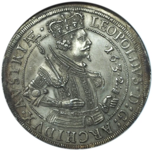 1632 Austria Hall Archduke Leopold Thaler "BVRGVND" UNC NGC w/ Superb Strike