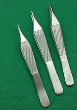 SET OF 3 ASSORTED ADSON TISSUE BROWN DRESSING FORCEPS 4.75" SURGICAL INSTRUMENTS