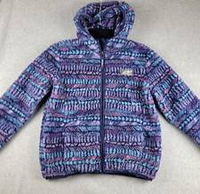 Eddie Bauer Quest Plush Fleece Jacket Kids Sz Medium 10/12 Purple Blue Hooded