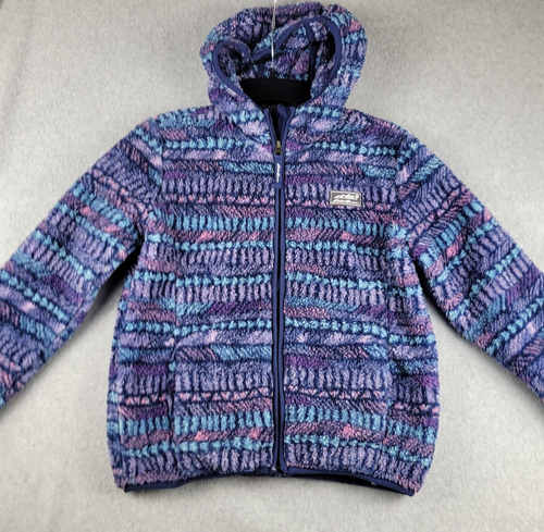 Eddie Bauer Quest Plüsch Fleecejacke Kinder Gr. Medium 10/12 lila blau mit Kapuze - Bild 1 von 15