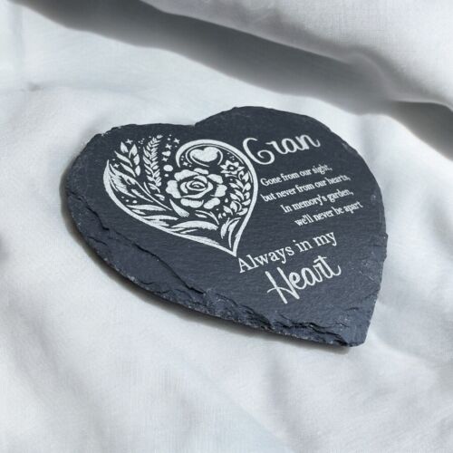 Memorial plaque Slate heart Remembrance stone Cross plaque Rose memorial Grave - Picture 16 of 90