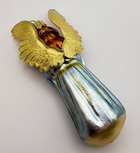 Christborn Victorian Angel Christmas Ornament Germany Gold Foil Wings Glass - Picture 6 of 8