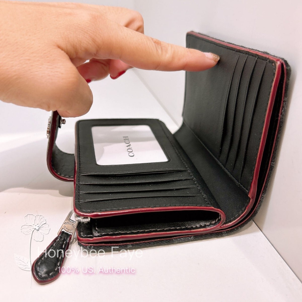 NWT Coach Medium Corner Zip Wallet In Signature Denim CP435 | eBay