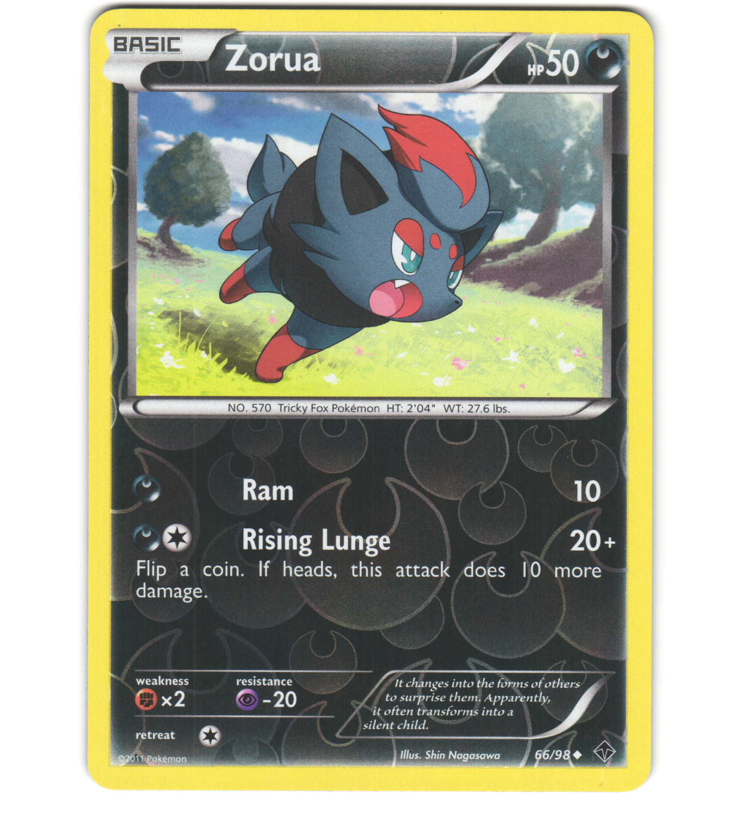 Pokemon 2011 Near Mint NM Zorua Emerging Powers REVERSE 66/98 Card