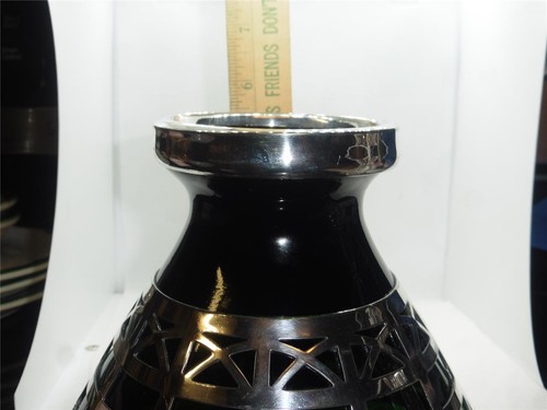 Antique/Vintage Woman Forbes Silver Co. Green Glass Silver Overlay Vase/Spittoon - Picture 5 of 12