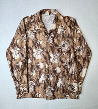 Jantzen Vintage 70s Brown Abstract Art Disco Button Shirt Mens Medium M