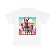 Unisex Adult T Shirt Sassy Llama Vintage Style Art Print