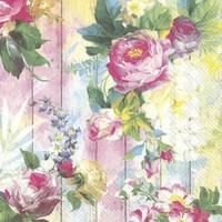 "20 Servietten \"Emilia\" Rosen BlüTen Blumen Holzwand*Shabby*Landhaus*33X33"
