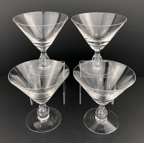 Bel Air CRYSTAL MARTINI Coupe Glasses Air Bubble in Stem (4) Vintage Superior - Picture 2 of 12