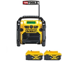 DeWalt DCR020 18V XR DAB+ Compact Digital Jobsite Radio with 2 x 5Ah Batteries