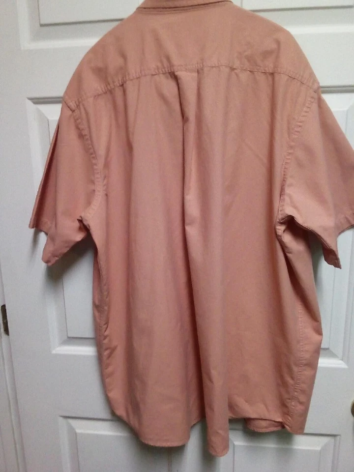 NUEVO Para hombres St, John Bay XXL Melocotón/Mandarina Manga Corta Camisa con Botones Bolsillo Foto 4 de 4