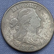 1802 Draped Bust Large Cent 1c Better Grade VF #42847