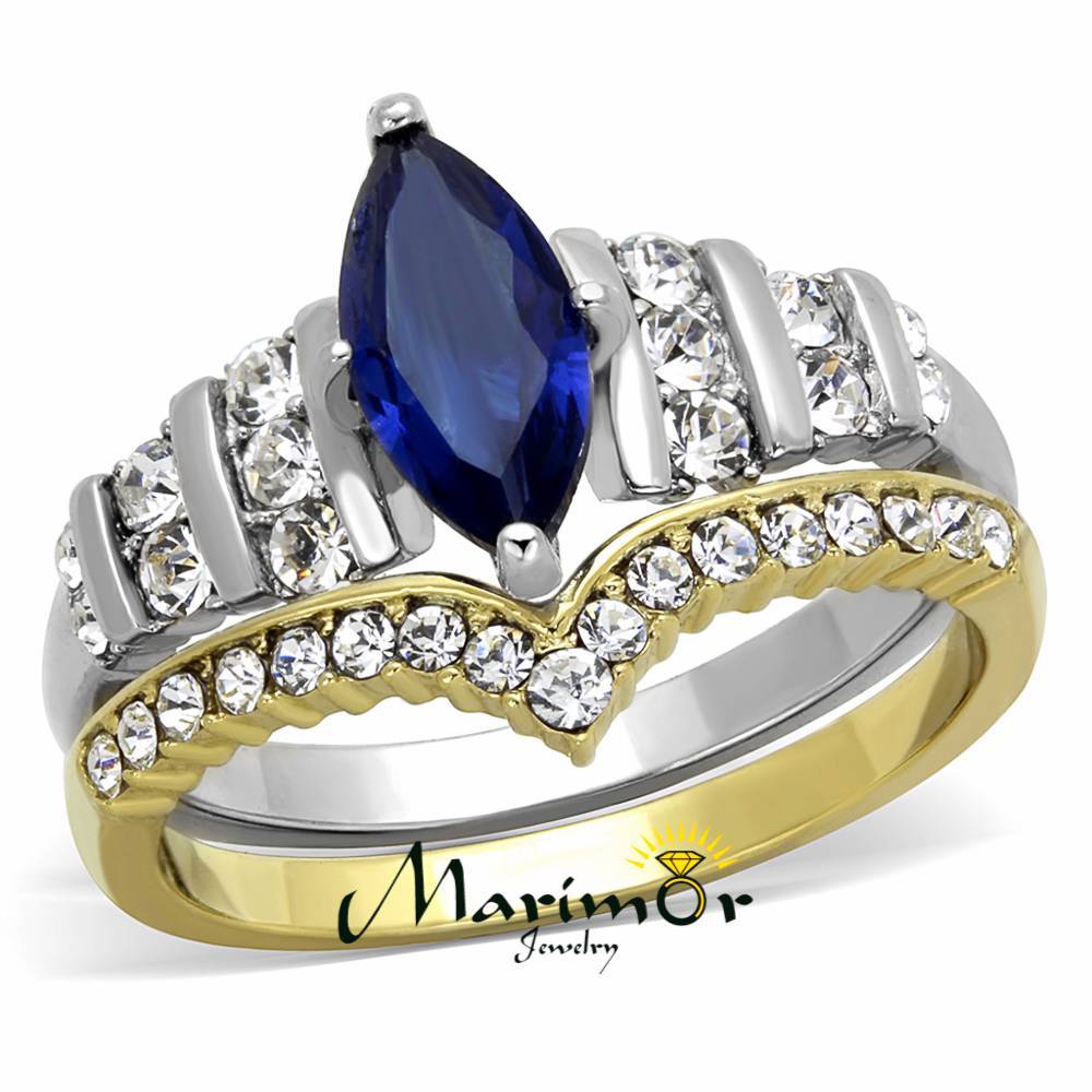 3 Stone Type 6mm Princess CZ Black IP Stainless Steel Wedding Ring Set – LA NY Jewelry - Foto 6