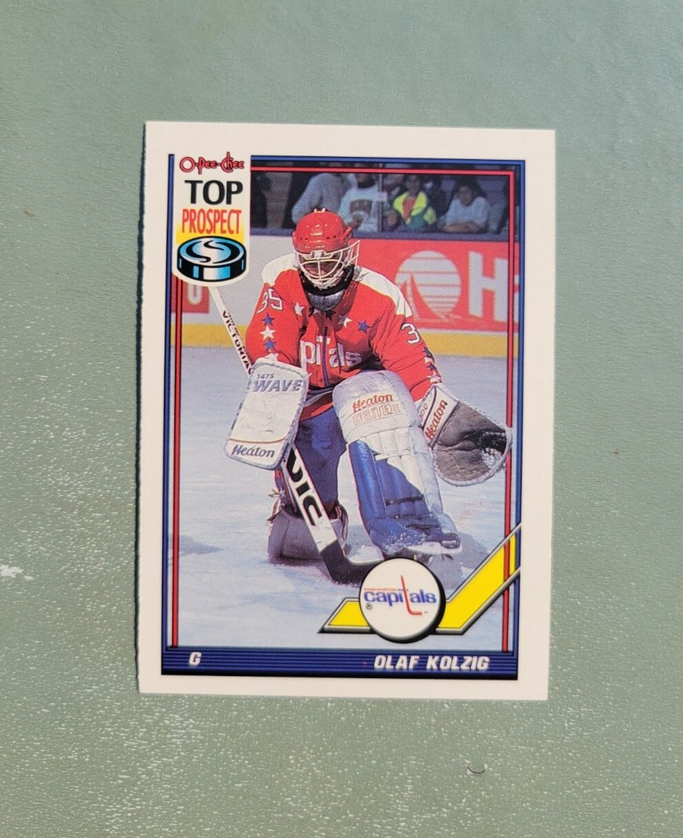 1991-92 o-pee-chee hockey Olaf Kolzig Top Prospect Rookie 1991-92 o-pee-chee hockey Olaf Kolzig Top Prospect Rookie