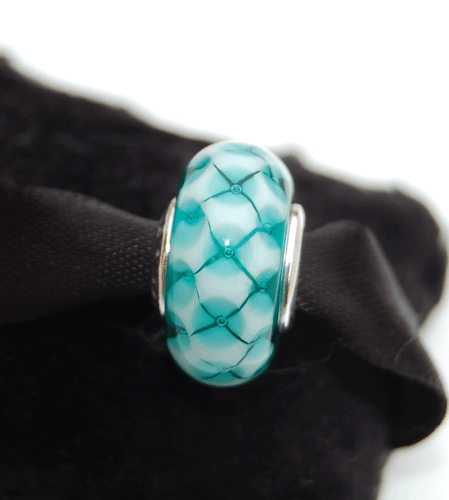 Genuine Pandora Murano Glass Bead "Teal Lattice" Faceted - 791625 - retired - Picture 1 of 3