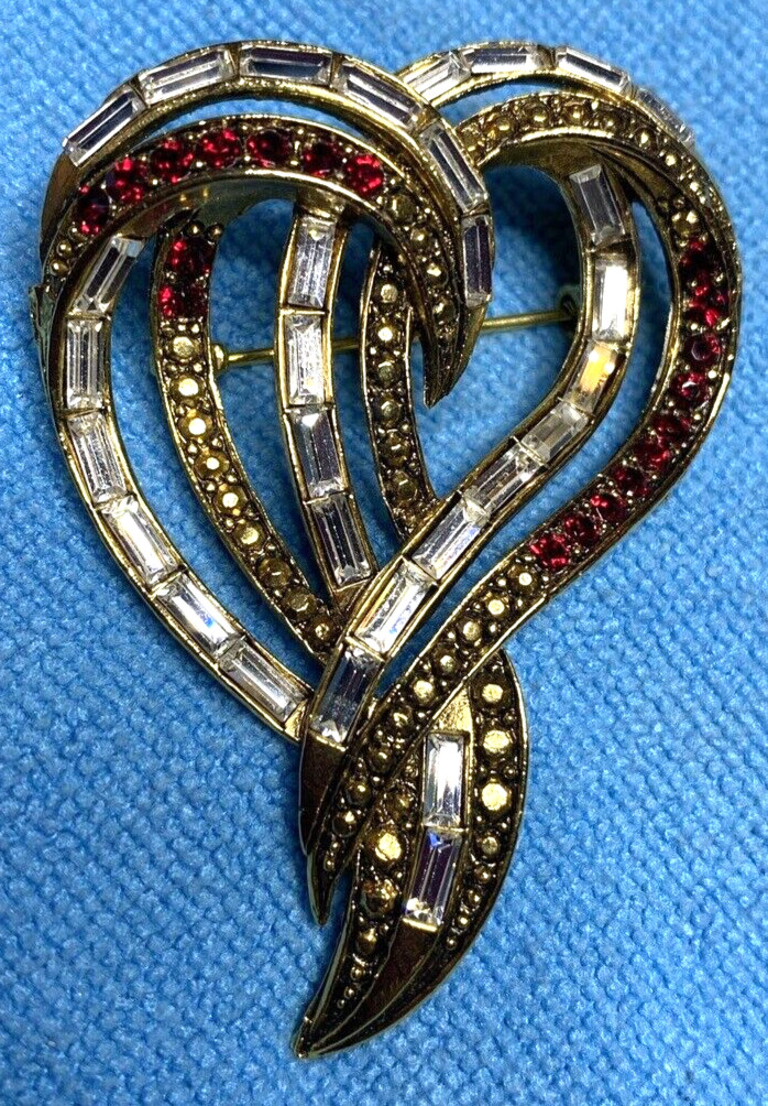 Weiss Signed/Round Ruby Red & Clear Baguette Ston… - image 9