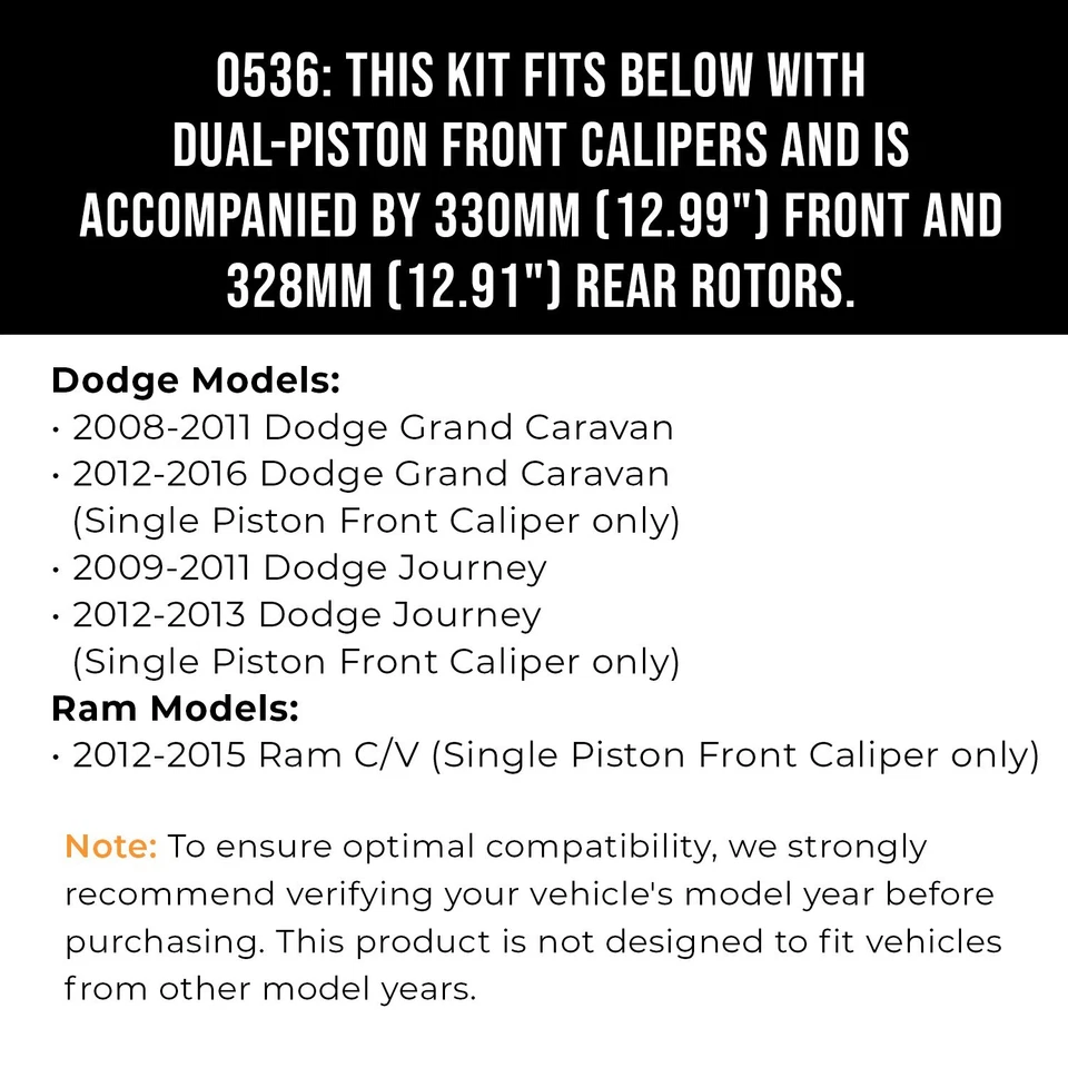 Front & Rear Drilled Slotted Rotors + Pads for Dodge Grand Caravan Town&Country Foto 3 de 4