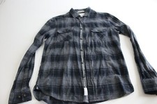 Denim Flower Flanel Plaid LONG SLEEVE SHIRT Medium M Slim 15.5 x 34/35
