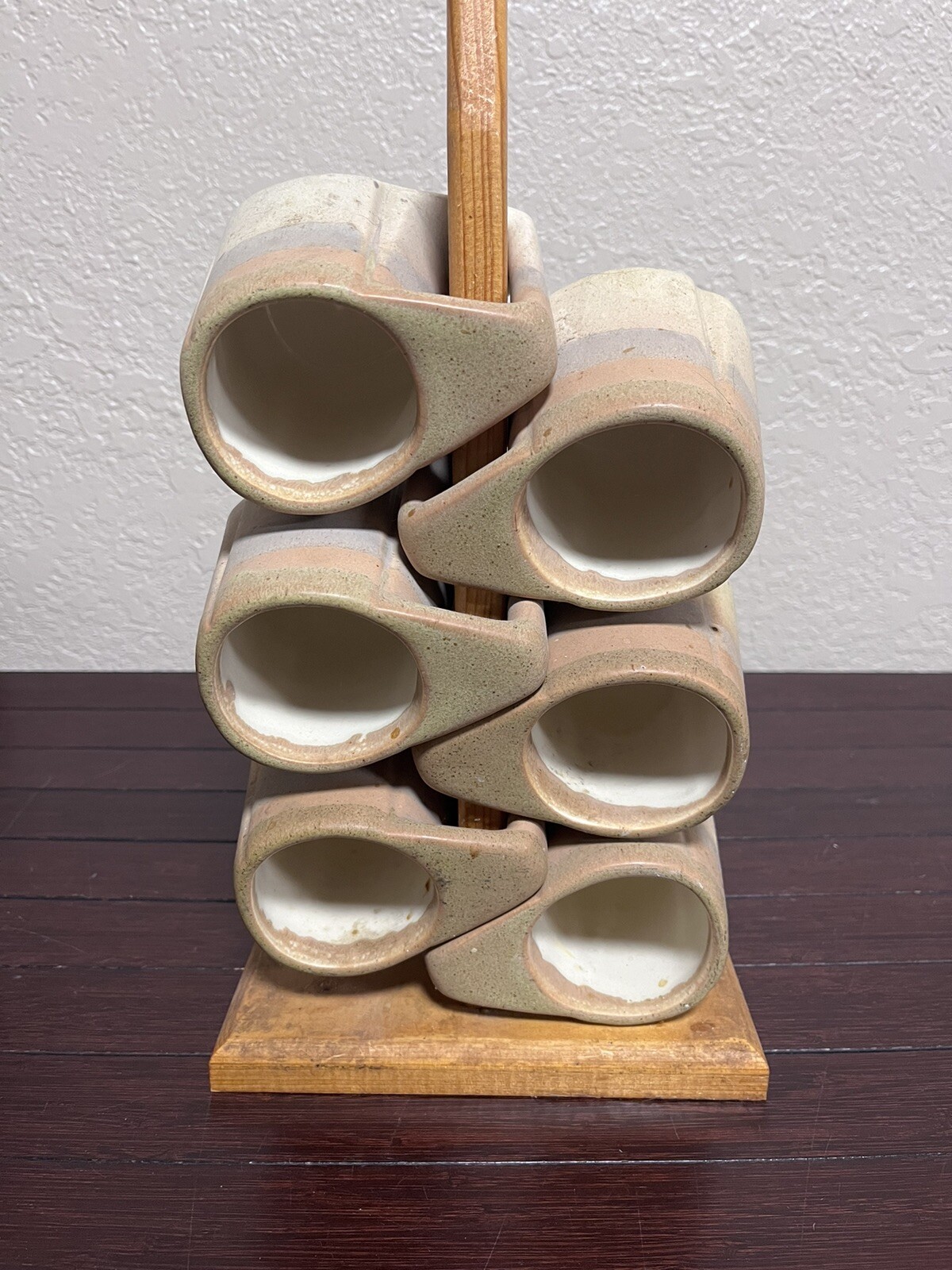 Rodolfo Padilla Mugs Set of 6 Pottery Stoneware Mexico Signed & Stand