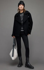 Allsaints 'gia' Wool Blend Biker Jacket - Black Uk10 Eu38 Us6 Rrp£299