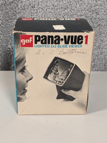 Vintage GAF Pana-Vue 1 Automatic Lighted 2"x2" Slide Viewer w/ Original box