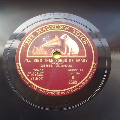 Derek Oldham ~ Sigh No More Ladies / I'll Sing Thee Songs Of Araby (HMV B2593)