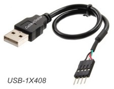 8-inch USB 2.0 A-Male to 1x4 4-Pin IDC Motherboard Connector Adapter Cable
