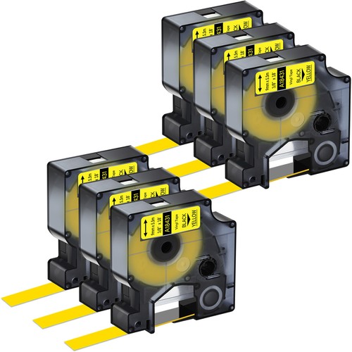 2-20PK Black on Yellow IND Tape Vinyl Label 18431 for Dymo Rhino 5200 5000 6000 - Imagen 12 de 15