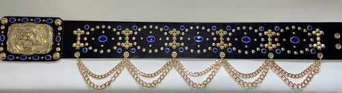 Elvis style Gold Tiger Belt With A Choice Of Blue Or Red Stones - Picture 3 of 7