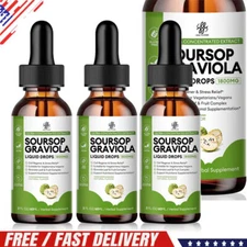 1-3x Soursop Graviola Extract Liquid Drop Immune Digestive Support & Antioxidant
