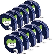 10PK Dymo Letra Tag LT 91330 White Paper 12mm x 4m LT-100H LT-100T Printer