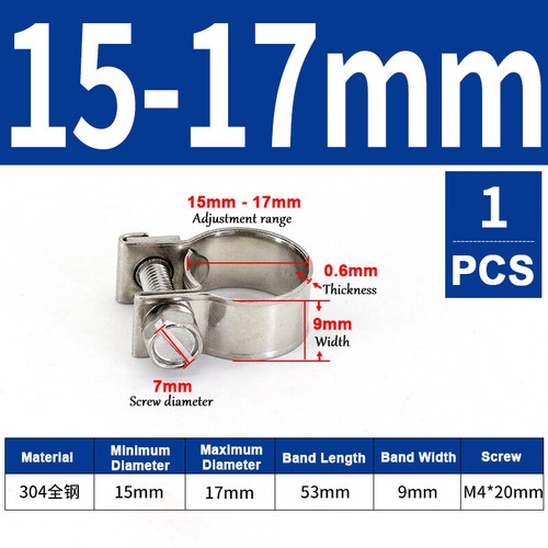 6mm-31mm Mini Hose Clip Jubilee hose Clamps Fuel Line Diesel Petrol Pipe 10 Pack - Picture 26 of 62