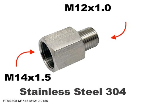 M14x1.5 Female to M12x1.0 Male Stainless Sensor Adaptor Fittings Conversion - 第 1/6 張圖片