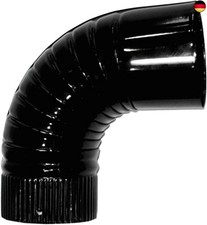 Wolfpack 22011110 Gebogenes Ofenrohr/Eckstück, glasiert, Schwarz, 120 mm, 90°