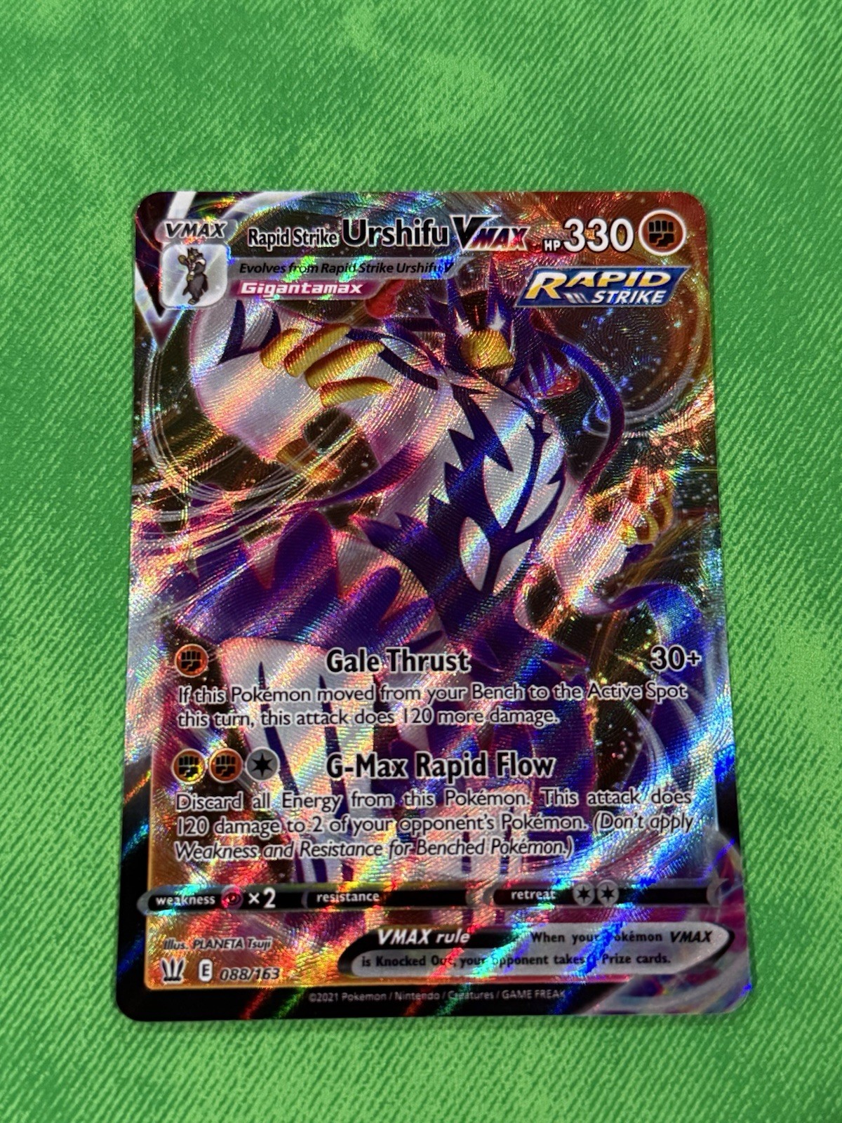 Rapid Strike Urshifu VMAX 088/163 Swsh05: Battle Styles Full Art Holo NM 🔥