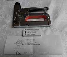 4-Way Staple Gun Tacker –Flat Head Staples, Round Head Staples, T-Nails, Pins