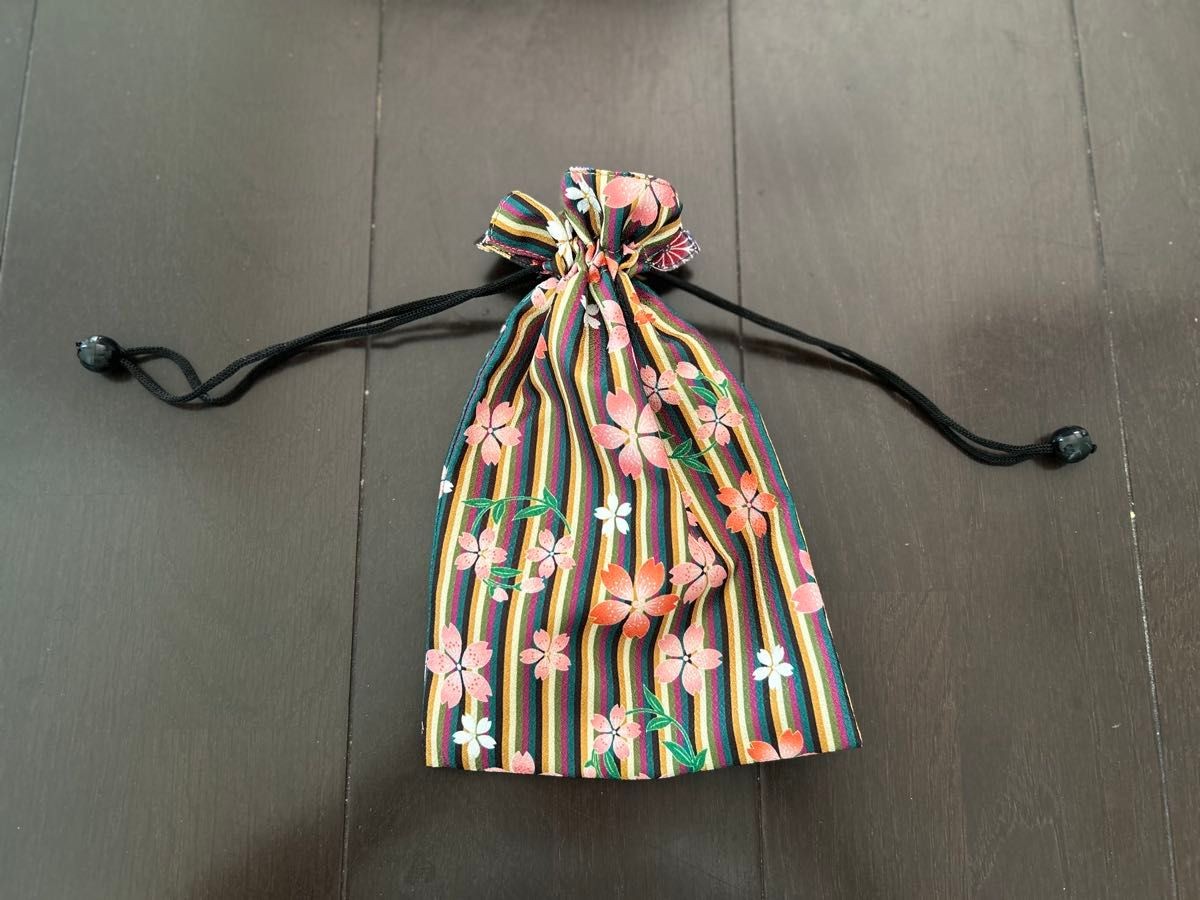 Japanese pattern drawstring bag reversible - image 3