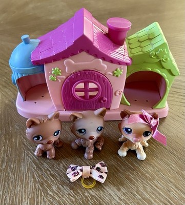 Littlest Pet Shop LPS Husky Puppies 37 38 39 with small playhouse 