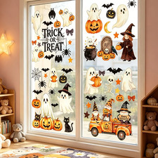 Halloween Window Clings 56 Designs Pumpkin Ghost Witch Black Cat Decor